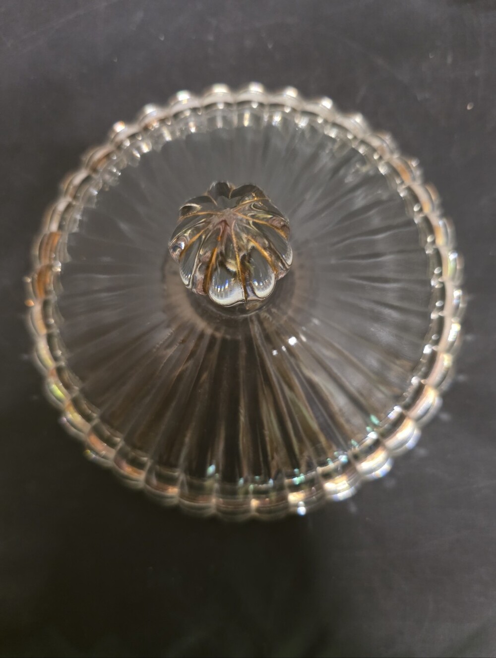Vintage Jeannette Glass National Covered Candy Nut Dish Gold Trim 1950s MCM - Picture 5 of 6